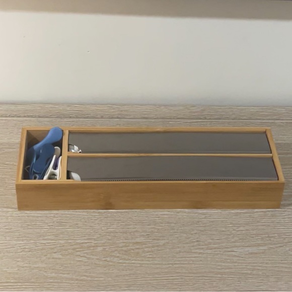 Plastic Wrap & Foil wrap Dispenser Bamboo Cling Film Storage Box With Cutter - Picture 7 of 13